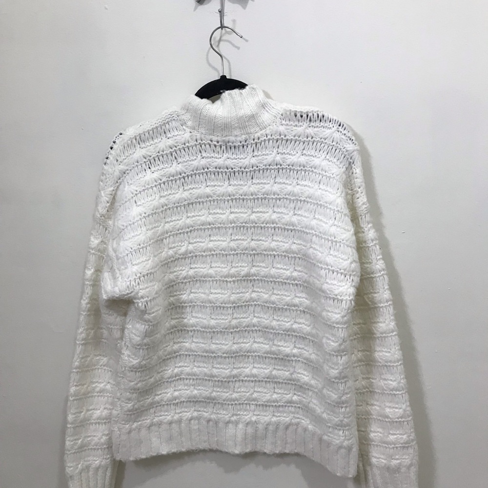 St. John's Bay White Cable Mock Neck Sweater - Picture 3 of 3